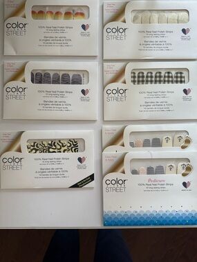 Color Street Real Nail Polish Strips - Mixed Designs (Black, White, Gold, Pink)